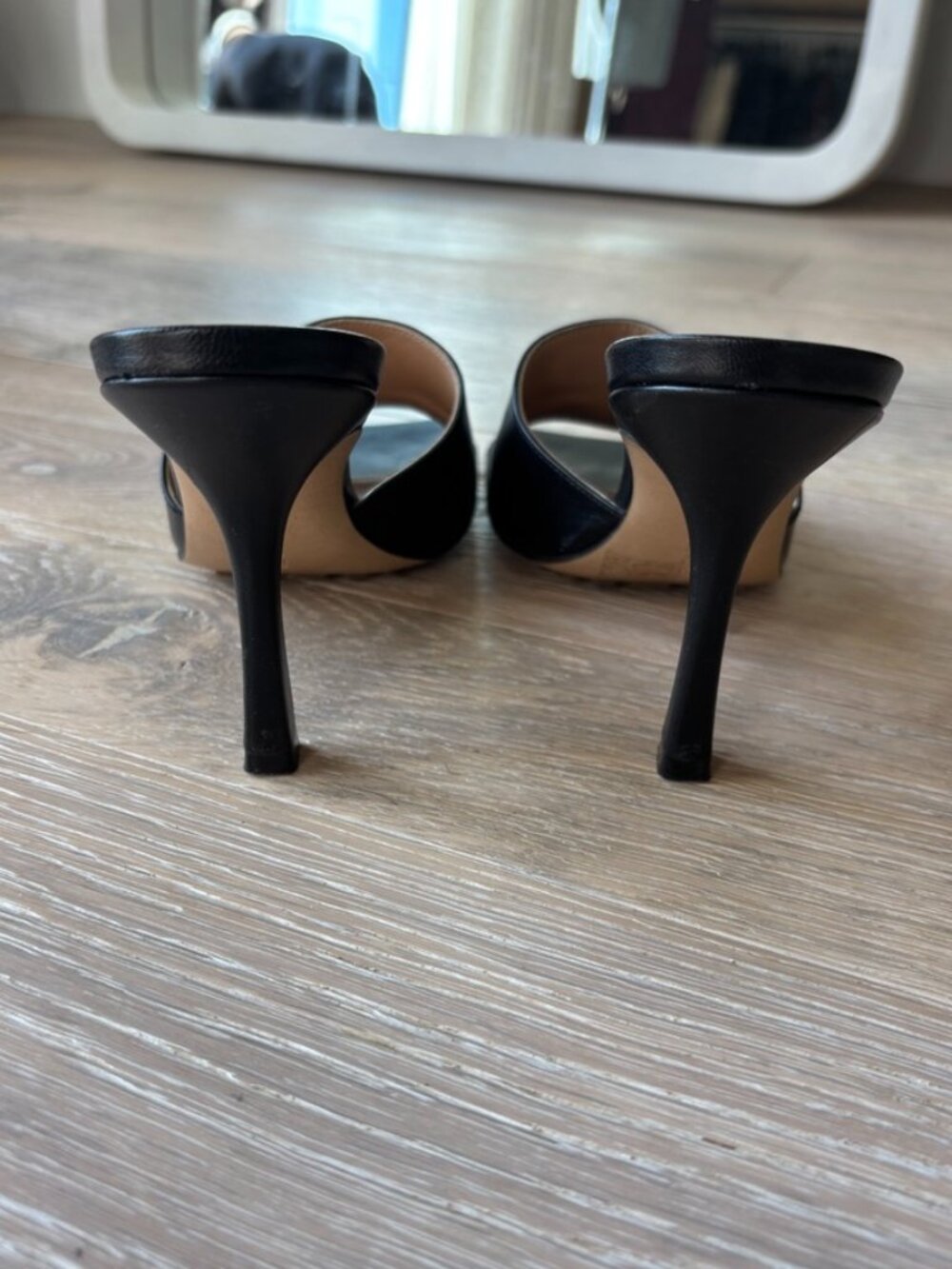Bottega Veneta Stretch square-toe leather heeled sandals in 37.5 - Picture 2 of 6